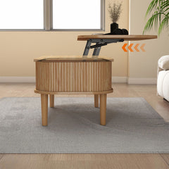 Fluted Lift Top Coffee Table with Hidden Compartment