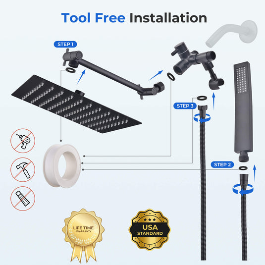 12'' Dual Shower Head Combo with Handheld Spray – All Metal