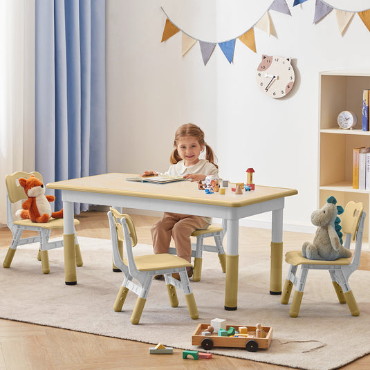 Doreroom Height-Adjustable Kids Table and Chairs Set