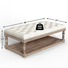 Tall Leg Tufted Ottoman