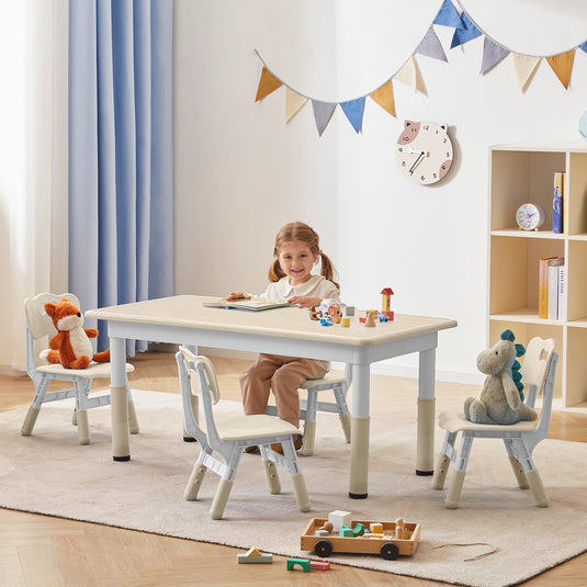 Doreroom Height-Adjustable Kids Table and Chairs Set