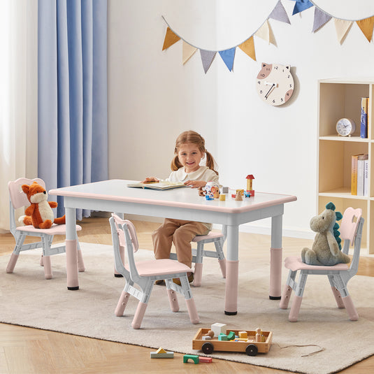 Doreroom Height-Adjustable Kids Table and Chairs Set