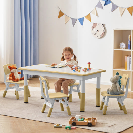 Doreroom Height-Adjustable Kids Table and Chairs Set