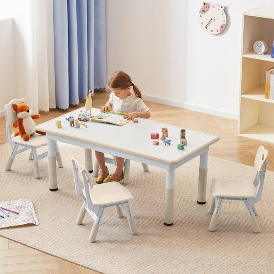 Doreroom Height-Adjustable Kids Table and Chairs Set