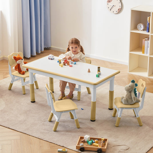 Doreroom Height-Adjustable Kids Table and Chairs Set