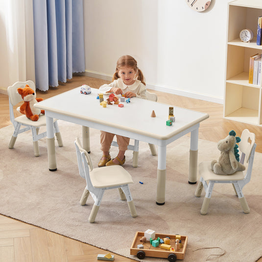 Doreroom Height-Adjustable Kids Table and Chairs Set