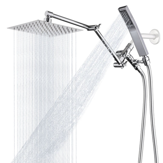 Cuzobro 10” Rainshower Head，All Metal Square Shower Heads with Handheld Spray Combo