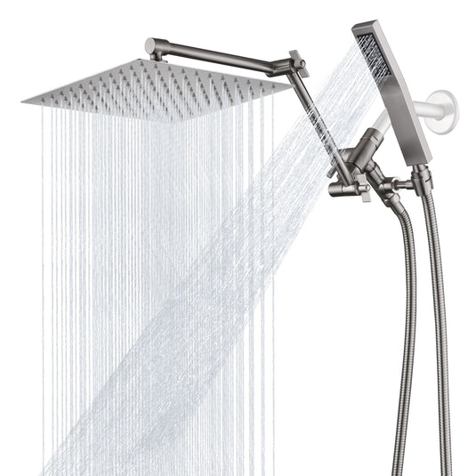 Cuzobro 12” Rainshower Head，All Metal Square Shower Heads with Handheld Spray Combo