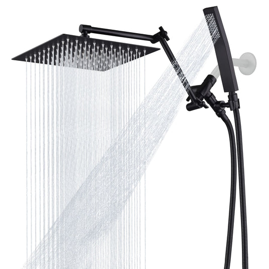 Cuzobro 12” Rainshower Head，All Metal Square Shower Heads with Handheld Spray Combo