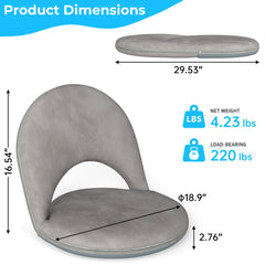 5-Position Foldable Floor Chair with Adjustable Backrest