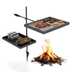 Height-Adjustable Campfire Grill Grate & Cooking Rack for Fire Pit Grilling