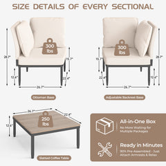5-in-1 Modular Aluminum Patio Furniture Set