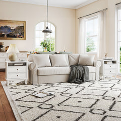 Solid Wood Nightstand with 2 Drawers & Charging Station