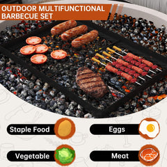 Height-Adjustable Campfire Grill Grate & Cooking Rack for Fire Pit Grilling