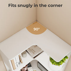 6-Tier L-Shaped Corner Bookshelf with Safety Baffles