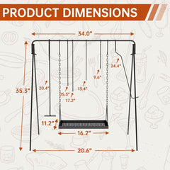 Swing Campfire Grill Grate & Cooking Rack for Fire Pit Grilling