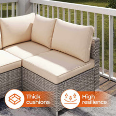 7 Pieces Wicker Patio Conversation Set Sectional Sofas with Waterproof Cover