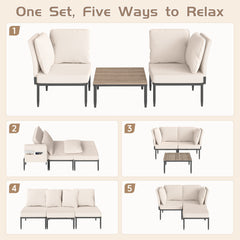 5-in-1 Modular Aluminum Patio Furniture Set