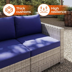 7 Pieces Outdoor Wicker Patio Furniture Sets with Cushions & Coffee Table