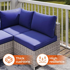 7 Pieces Wicker Patio Conversation Set Sectional Sofas with Waterproof Cover