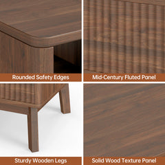 Fluted Lift Top Coffee Table with Hidden Storage Compartment
