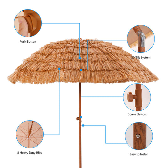 Kbrellaoutlets Sun Umbrella Hawaii Style Dome Top