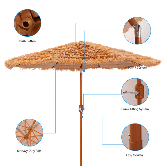 Kbrellaoutlets Sun Umbrella Hawaii Style Flat Top