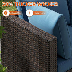 7 Pieces Wicker Patio Conversation Set Sectional Sofas with Waterproof Cover