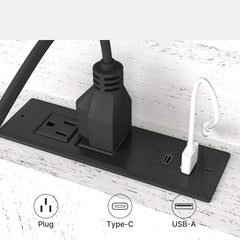 Solid Wood Nightstand with 2 Drawers & Charging Station