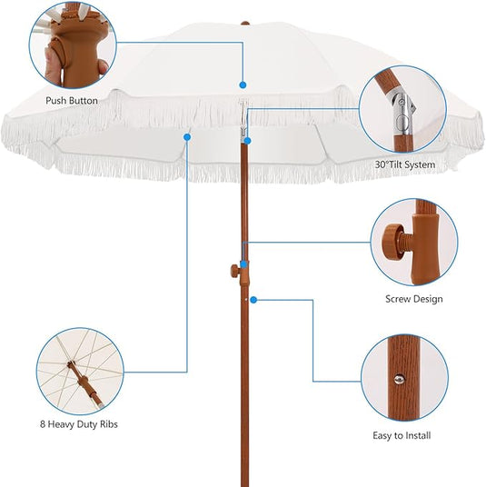 Kbrellaoutlets UV 50+ Protection Sun Umbrella White