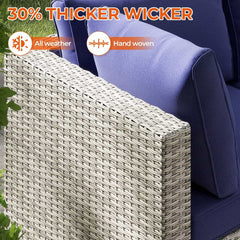 7 Pieces Wicker Patio Conversation Set Sectional Sofas with Waterproof Cover