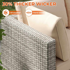 7 Pieces Wicker Patio Conversation Set Sectional Sofas with Waterproof Cover