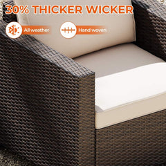 7 Pieces Outdoor Wicker Patio Furniture Sets with Cushions & Coffee Table