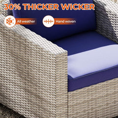 7 Pieces Outdoor Wicker Patio Furniture Sets with Cushions & Coffee Table