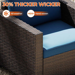 7 Pieces Outdoor Wicker Patio Furniture Sets with Cushions & Coffee Table