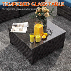 7 Pieces Wicker Patio Conversation Set Sectional Sofas with Waterproof Cover