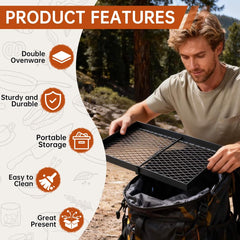 Height-Adjustable Campfire Grill Grate & Cooking Rack for Fire Pit Grilling