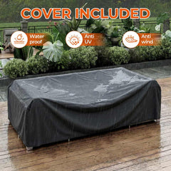 7 Pieces Wicker Patio Conversation Set Sectional Sofas with Waterproof Cover