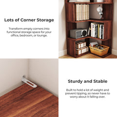 6-Tier L-Shaped Corner Bookshelf with Safety Baffles