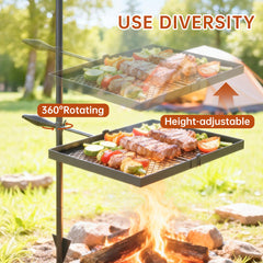 Foldable Campfire Grill Grate & Cooking Rack for Fire Pit Grilling