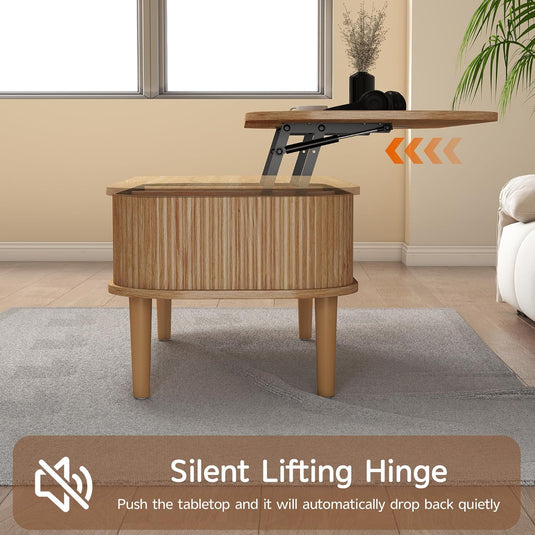 Lift Top Fluted Coffee Table with Hidden Storage