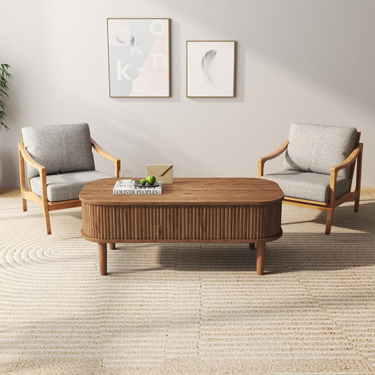 Lift Top Fluted Coffee Table with Hidden Storage