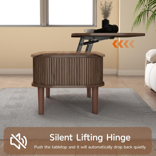 Lift Top Fluted Coffee Table with Hidden Storage