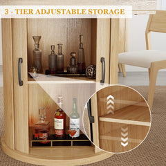 47"-63" Extendable Round Dining Table with 2-Tier Storage Shelf