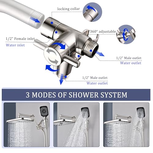 Cuzobro 12'' Shower Head Combo Set With 2-stage Extension Arm