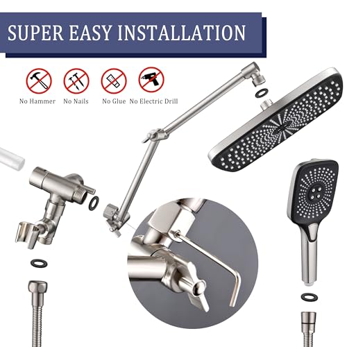 Cuzobro 12'' Shower Head Combo Set With 2-stage Extension Arm