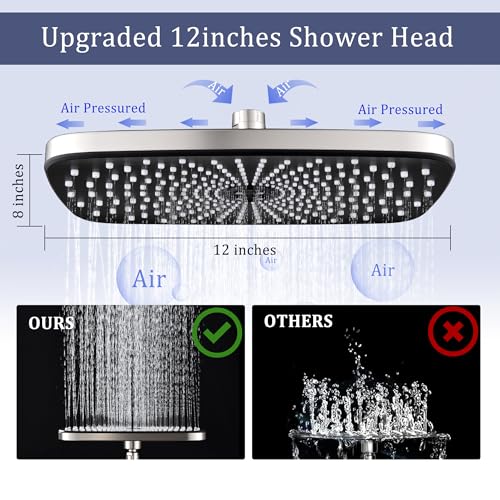 Cuzobro 12'' Shower Head Combo Set With 2-stage Extension Arm