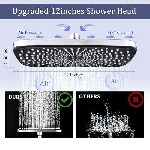 Cuzobro 12'' Shower Head Combo Set With 2-stage Extension Arm