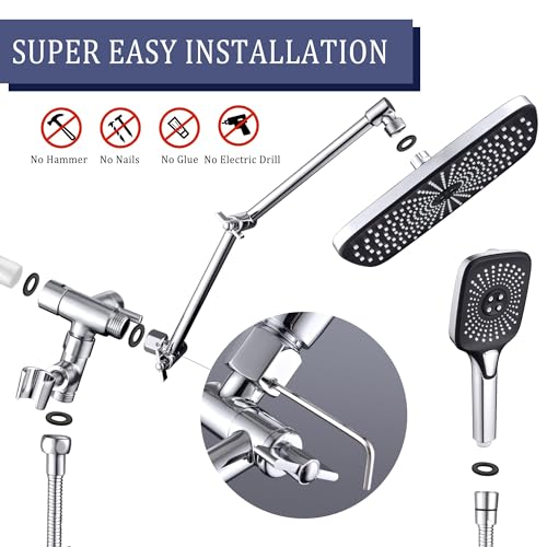 Cuzobro 12'' Shower Head Combo Set With 2-stage Extension Arm