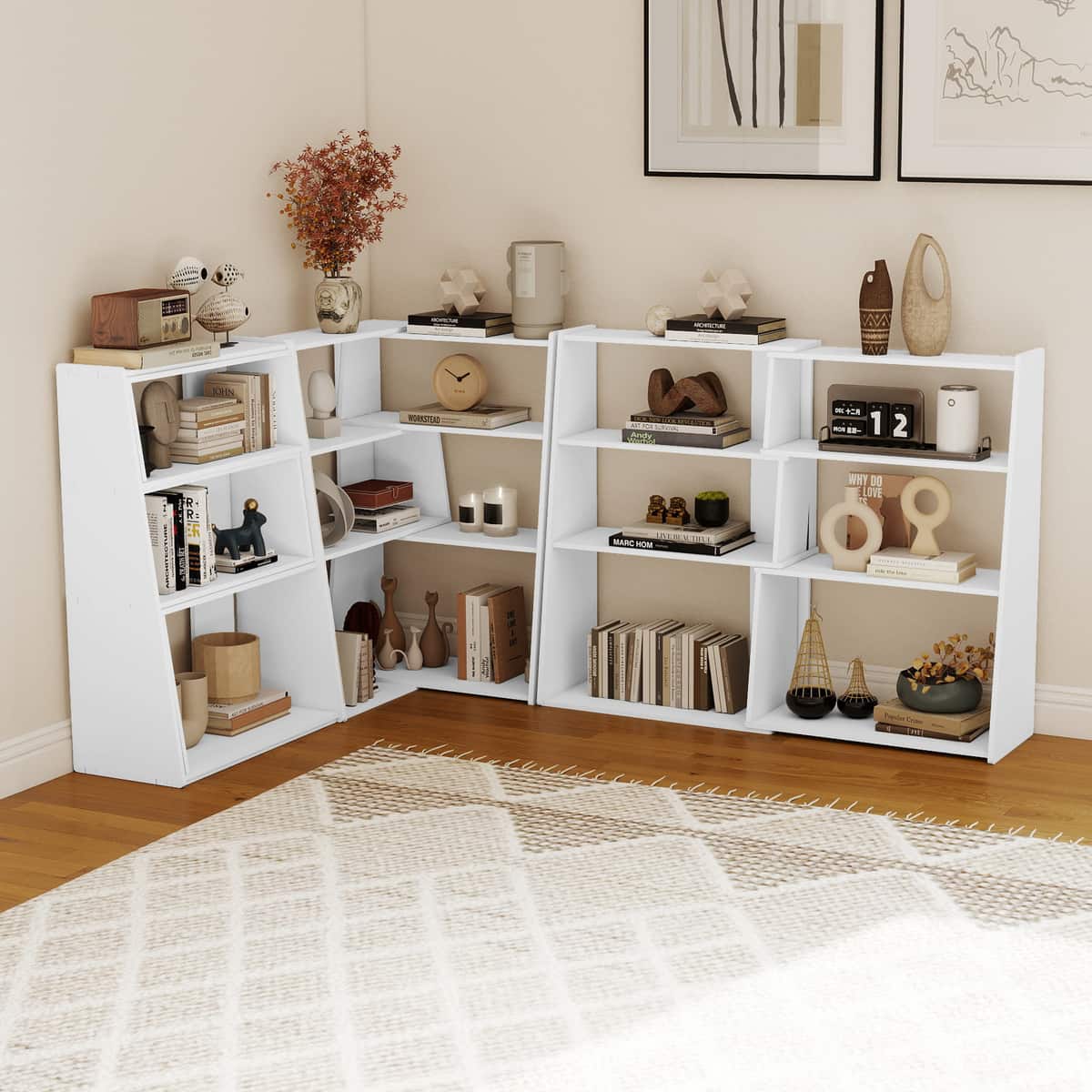 3 Tier Expandable Corner Bookshelf for Small Space